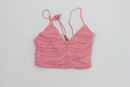 ZARA pink linen cropped top with beaded detail - S-1
