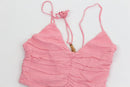 ZARA pink linen cropped top with beaded detail - S-2