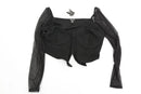 BOOHOO black cropped black corset with lace details - 20-1