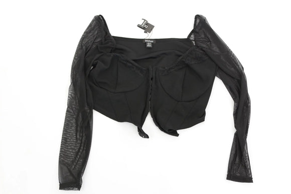BOOHOO black cropped black corset with lace details - 20