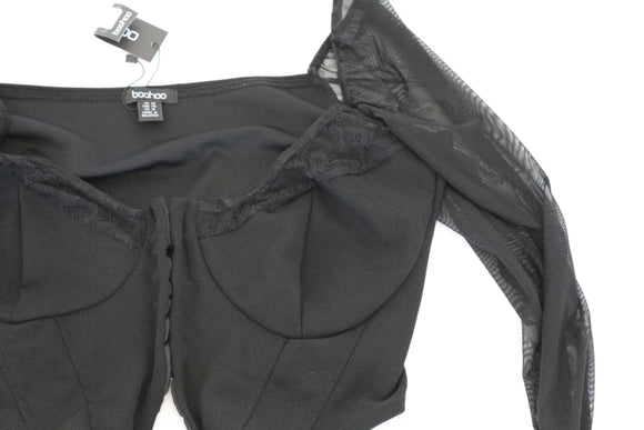 BOOHOO black cropped black corset with lace details - 20