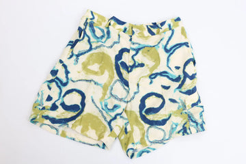 YDE Cream, Green & Blue Colour-Block Shorts | Size L | Brand New