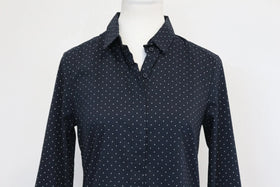 H&M navy shirt with white polka dots - 8 - 0