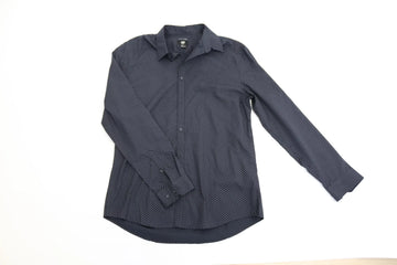 H&M Navy Open Polka Dot Shirt | Size L | Pre-Loved