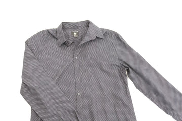 H&M Navy Open Polka Dot Shirt | Size L | Pre-Loved - 0