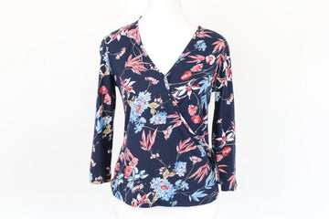 Woolworths Navy Floral Wrap Top | Size S | Pre-Loved