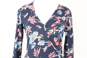 Woolworths navy wrap top with flower print - S - 0