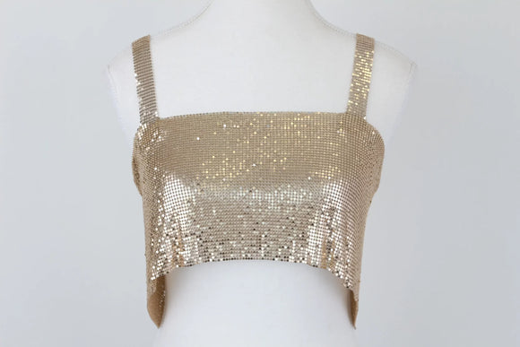 Unseen gold full beaded crop top - XS