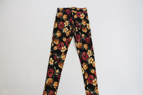 Black skinny jeggings with rose print - 10