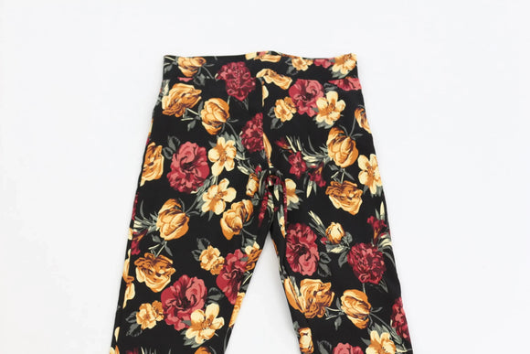 Black skinny jeggings with rose print - 10
