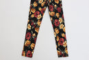 Black skinny jeggings with rose print - 10-3