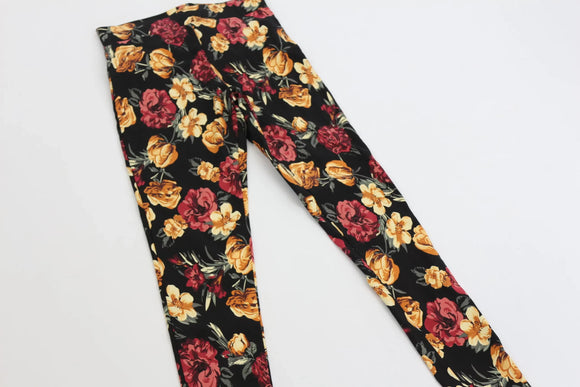 Black skinny jeggings with rose print - 10