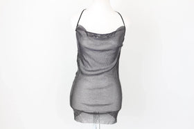 Black and diamond mini lace up dress - S