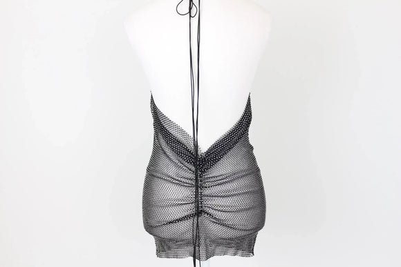 Black and diamond mini lace up dress - S
