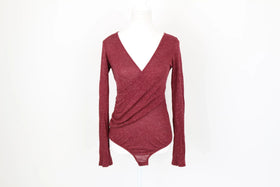 ZARA maroon knitted wrap bodysuit - S