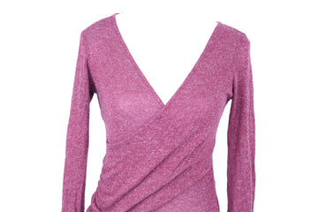 Maroon Knitted Wrap Bodysuit – Size S | Thrift Finds - 0