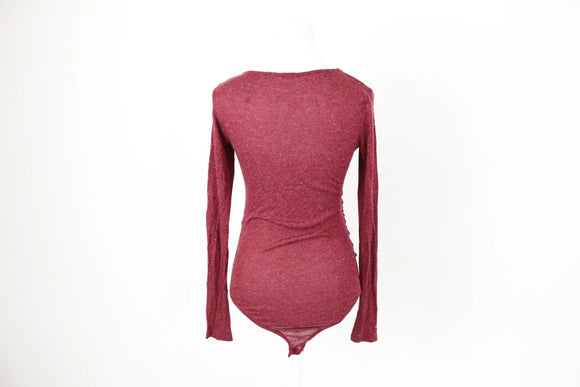 ZARA maroon knitted wrap bodysuit - S