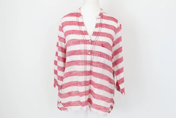 Old Khaki red and white stripe shirt - 12