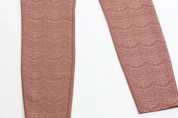 Dirty pink lace tights - small tear on one ankle - S