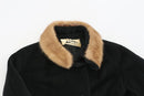 Black vintage coat with big black buttons and fur details - L-3