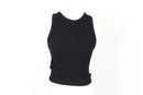 Black ribbed racerback top - S-1