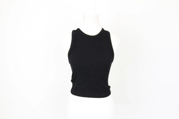 Black ribbed racerback top - S