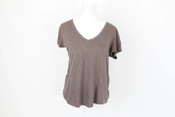 Khaki V-Neck T-Shirt – Size S | Thrift Finds