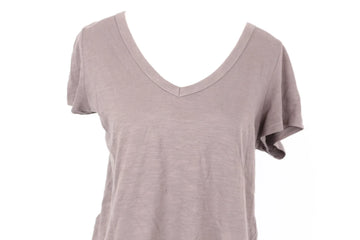 Khaki V-Neck T-Shirt – Size S | Thrift Finds - 0