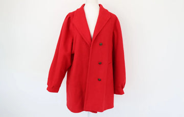 Vintage Red Blazer Coat – Bronze Buttons | Size 12 | Thrift Finds