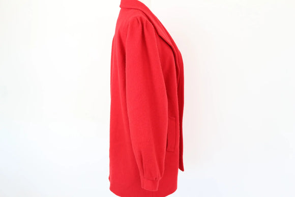 Vintage red blazer style coat with bronze buttons -12