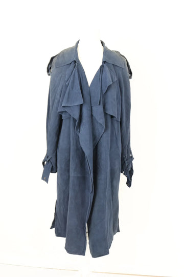 Midnight Blue Genuine Suede Coat – Size M | Brand new - 0