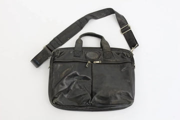 Vintage Black Genuine Leather Laptop Bag | Thrift Finds