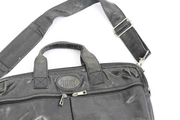 Hunt black genuine leather vintage laptop bag