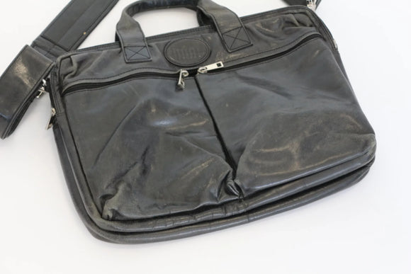 Hunt black genuine leather vintage laptop bag