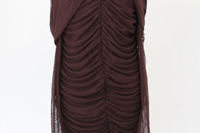 BOOHOO brown body body off the shoulder mesh maxi dress - 14 - 0