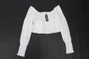 BOOHOO white linen cropped long sleeve blouse - 10-1