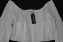 BOOHOO white linen cropped long sleeve blouse - 10-2