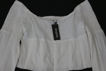 White Linen Cropped Blouse – Long Sleeve | Size 10 | Brand new - 0