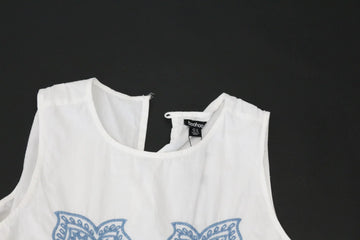 White Blouse – Blue Embroidery Detail | Size 18 | Brand new - 0