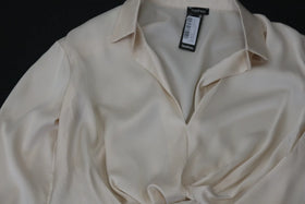 BOOHOO champagne long sleeve satin cropped blouse - 16 - 0