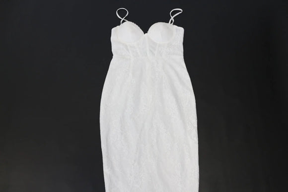 BOOHOO white corset lace midi dress - 12
