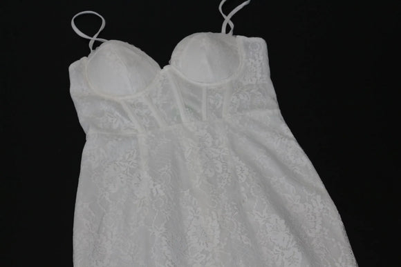 BOOHOO white corset lace midi dress - 12