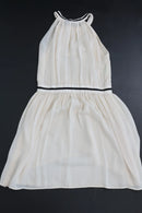 MANGO cream chiffon halter neck dress - M-3