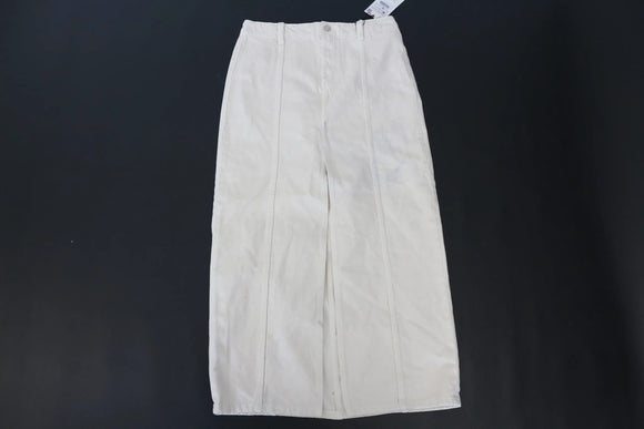 ZARA cream denim midi skirt with slit - M