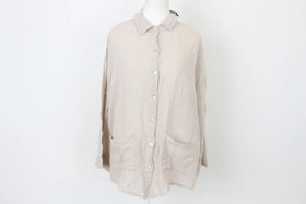 BOOHOO beige textured lightweight cotton oversized shirt - 16
