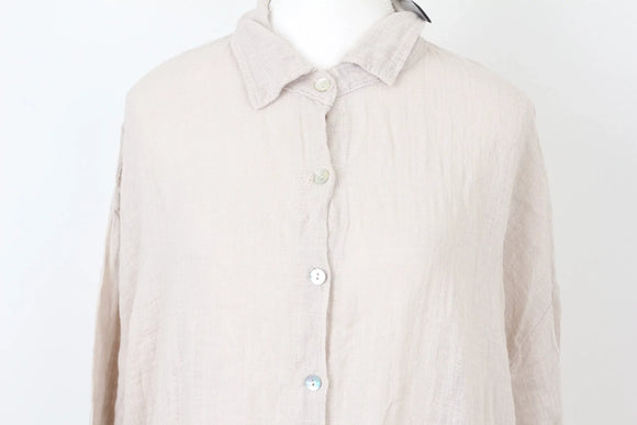 BOOHOO beige textured lightweight cotton oversized shirt - 16
