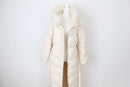 Vero Moda cream maxi puffer jacket with fur details - L-1