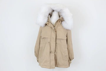 Light Brown Winter Jacket – Fur Trim | Size XS | Brand new
