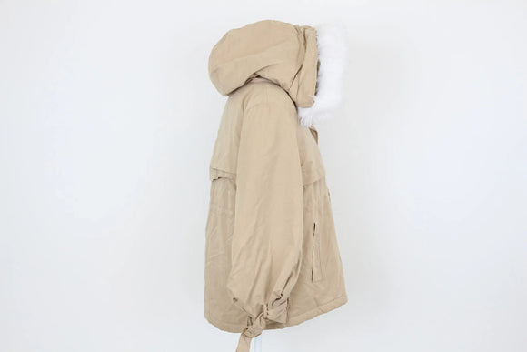 ONLY light brown winter jacket with fur details - XS