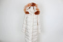 Vero Moda cream puffer jacket with orange fur details - M-1